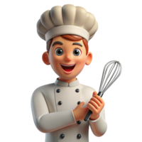 beautiful classic Chef, holding whisk, smiling confidently, original png
