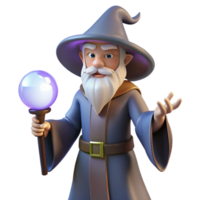 serene modern A wise old wizard, holding a glowing orb exclusive png