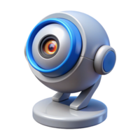 elegant artistic High-tech security camera with rotating lens and infrared sensors 4K png
