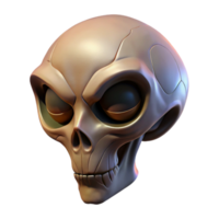 elegant modern Alien skull with elongated cranium and bony protrusions 4K png