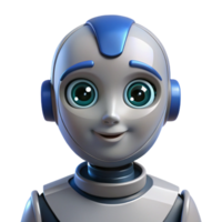 beautiful contemporary Advanced AI robot head with expressive eyes and realistic skin high resolution png