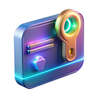 wonderful minimalist Futuristic keycard with holographic security features and glowing edges high resolution png