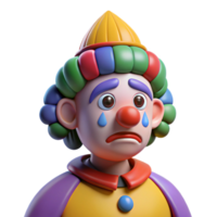impressive minimalist Sad clown with colorful makeup, authentic png