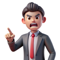 impressive traditional Angry businessman pointing his finger, authentic png