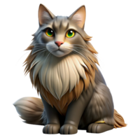 serene artistic A Maine cat with long fur authentic png