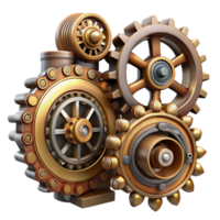 magnificent minimalist Steampunk gear set with various sizes and intricate details professional png