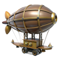 serene rustic Steampunk dirigible with propellers and a viewing platform original png