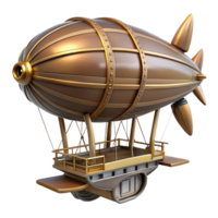 wonderful modern Steampunk dirigible with propellers and a viewing platform premium png