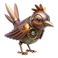 magnificent rustic Steampunk clockwork bird with intricate gears and metal feathers 4K png