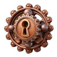 vibrante rústico steampunk buraco da fechadura com intrincado esculturas e relógio mecanismos profissional png