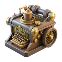 beautiful abstract Steampunk typewriter with brass keys and a clockwork mechanism original png