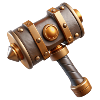 Maravilhoso tradicional steampunk martelo com uma latão cabeça e uma embrulhado em couro firmeza Alto qualidade png