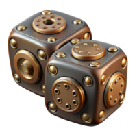 magnífico rústico steampunk dados com latão sementes e intrincado esculturas autêntico png