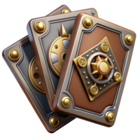 vibrant traditional Steampunk playing cards with intricate designs and metallic accents genuine png
