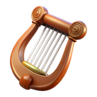 serene classic A lyre, ancient stringed instrument high quality png