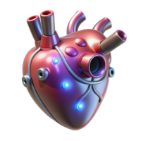 wonderful rustic Cybernetic heart with pulsating lights detailed png