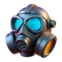 serene rustic Cyberpunk gas mask with glowing filters original png