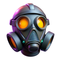 dramatic artistic Cyberpunk gas mask with glowing filters authentic png