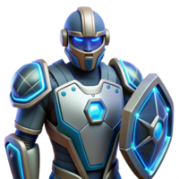 impressive rustic Futuristic soldier armor with energy shields 4K png