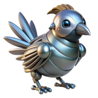 magnificent abstract Robotic bird with metallic feathers authentic png