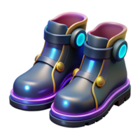 magnificent artistic Cyberpunk boot with glowing soles authentic png