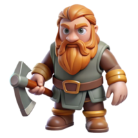 vibrant traditional Dwarf with beard and axe, high resolution png