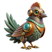 serene minimalist Steampunk bird automaton with intricate clockwork feathers original png