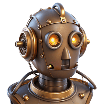 deslumbrante moderno steampunk robô cabeça com exposto fios e brilhando olhos autêntico png