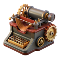 magnificent modern Steampunk typewriter with exposed keys and gears professional png