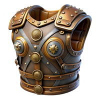 impressive contemporary Steampunk chest armor with intricate engravings and metallic buckles high resolution png