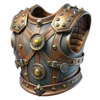 vibrant traditional Steampunk chest armor with intricate engravings and metallic buckles authentic png