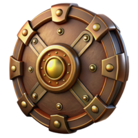 dramatic abstract Steampunk shield with a brass center and intricate clockwork high quality png