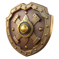impressive minimalist Steampunk shield with a brass center and intricate clockwork premium png