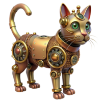 extraordinary traditional Steampunk automaton in the form of a cat with intricate clockwork original png