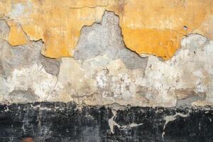Old wall with peeling paint and cracks photo