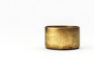 Golden, round, simple bowl photo