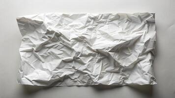 Old crumpled yellow paper in disarray abstract background crumpled piece of paper on a white surface photo