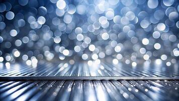 Silver Glitter Abstract Silver Silver Bokeh Background Bokeh Close Up Abstract close up of a metal table with lights photo