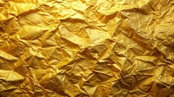 Old crumpled yellow paper in disarray abstract background crumpled gold paper background photo