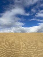 Sand dune in Maspalomas in Gran Canaria. Sand barkhan with a wavy pattern photo