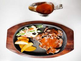 Ribeye steak with mushroom sauce photo