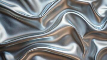 Silver liquid metal texture, abstract waves, white background. 9 photo