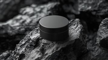 Black cosmetic cream jar, face cream container, premium beauty skin product can mockup for advertising. 5 photo