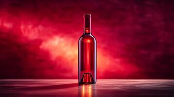A red wine bottle suspended with dark red background. 4 photo