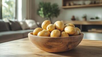 Close-up of a table and a bowl with olives in a living room. 3 photo