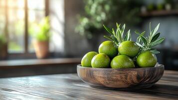 Close-up of a table and a bowl with olives in a living room. 5 photo