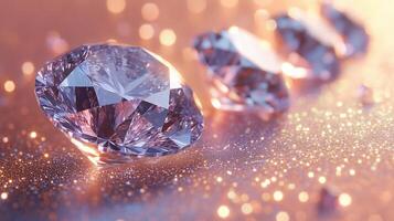 Multiple diamonds scattered across a clear, shiny, glitter background. 5 photo