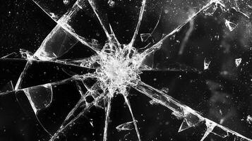 Broken glass surface isolated on black background. 16 photo