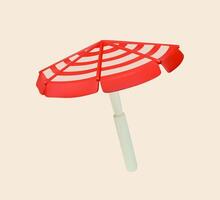3D beach umbrella with red stripes vector