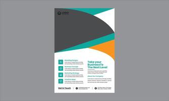 This flyer is ideal for professional or corporate use, offering a balance of vibrant colors and clean structure. The curved shapes and bold typography add modern flair vector